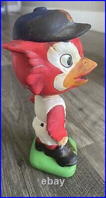 VTG 1960s St Louis Cardinals Bobblehead Fredbird Green Base Mascot Japan 7