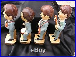VTG 1964 BEATLES BOBBLE HEADS NODDERS CAR MASCOTS SET OF 4 with ORG. BOX 8 TALL
