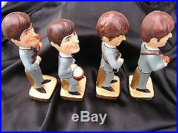 VTG 1964 BEATLES BOBBLE HEADS NODDERS CAR MASCOTS SET OF 4 with ORG. BOX 8 TALL