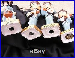 VTG 1964 BEATLES BOBBLE HEADS NODDERS CAR MASCOTS SET OF 4 with ORG. BOX 8 TALL