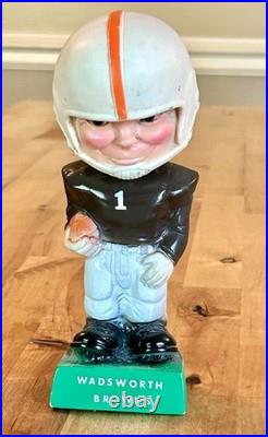 VTG 1968 MORO Rubber Bobblehead Nodder WADSWORTH BROWNS (Cleveland) Orange Brown