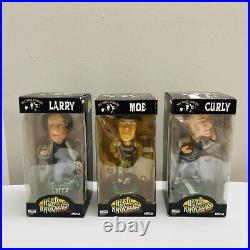 VTG 2003 Moe Larry Curly 3 Stooges Football Bobblehead Nodder Head Knockers NECA
