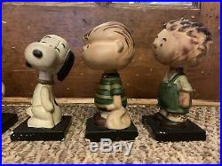 VTG Complete 6 Peanuts Gang Bobblehead Nodder LEGO rare Japan Condition Issues