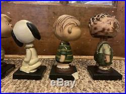 VTG Complete 6 Peanuts Gang Bobblehead Nodder LEGO rare Japan Condition Issues