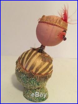 VTG GERMAN PAPER MACHE FLAPPER FASCHING 1920s BOBBLEHEAD NECK CANDY CONTAINER