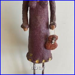 VTG Monnie Wilson Papier Mache Folk Art Red Hat Society Lady Figurine Bobblehead