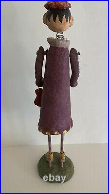 VTG Monnie Wilson Papier Mache Folk Art Red Hat Society Lady Figurine Bobblehead