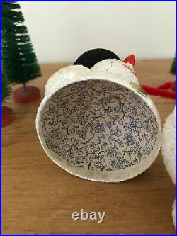 VTG Paper Mache Nodder Snowman Candy Container, Bobble Head, Chenille, Germany