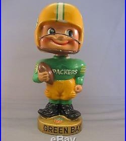 Very Rare Vintage Green Bay Packers Bobblehead Nodder NFL Round Base 1960