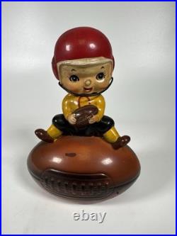 Vintage1960s Football Player Ceramic Coin Bank Bobble Head 1960s