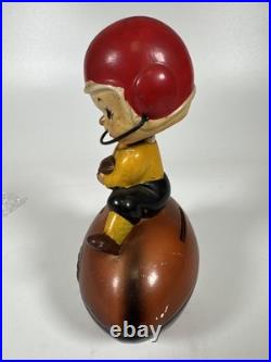 Vintage1960s Football Player Ceramic Coin Bank Bobble Head 1960s