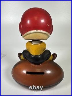Vintage1960s Football Player Ceramic Coin Bank Bobble Head 1960s