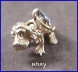 Vintage 14K Solid Yellow Gold 3D Mechanical Bobble Head Spaniel Puppy Dog Charm