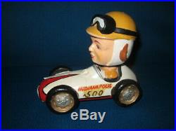 Vintage 1950s/60s Rare Indy Indianapolis 500 Race Car & Driver Bobble Head XLNT