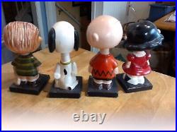 Vintage 1950s Peanuts Charlie Brown Head Nodder Bobblehead Set of 4