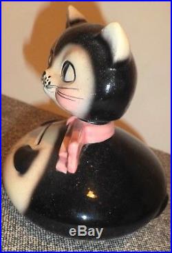 Vintage 1958 Holt Howard Coin Kitty Bobbing Bank Bobblehead, Black Cat, 1958