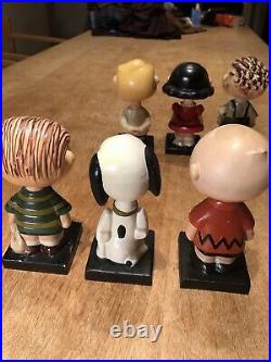 Vintage 1959 LEGO Peanuts Head Nodder Bobble Heads 6 Set Super Rare Japan