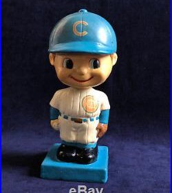 Vintage 1960 -1961 Chicago Cubs Bobble Head With Square Blue Base