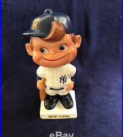 Vintage 1960 -1962 Yankees Moon Face Bobble Head With Square White Base