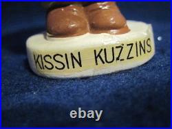 Vintage 1960/70s Kissin Kuzzins Castro/Khrushchev magnet kissing bobble heads A+