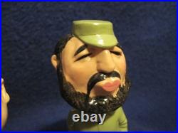 Vintage 1960/70s Kissin Kuzzins Castro/Khrushchev magnet kissing bobble heads A+