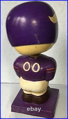 Vintage 1960'S Minnesota Vikings Bobble Head Square Purple Cast Base/Japan