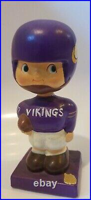 Vintage 1960'S Minnesota Vikings Bobble Head Square Purple Cast Base/Japan Rare