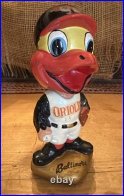 Vintage 1960's Baltimore Orioles Bobblehead Nodder Mascot Gold Base