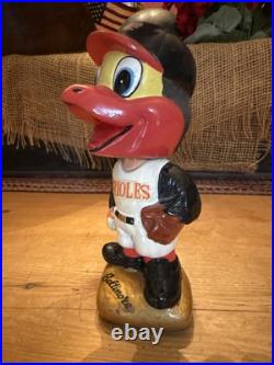 Vintage 1960's Baltimore Orioles Bobblehead Nodder Mascot Gold Base