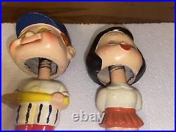 Vintage 1960's Baseball Kissing Bobblehead Set Paper Mache Pristine Condition AA