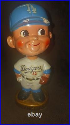 Vintage 1960's Bobblehead Los Angeles Dodgers Sandy Koufax #32 WithGold Base