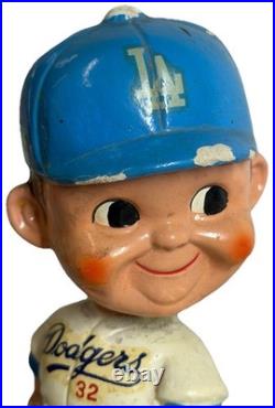 Vintage 1960's Bobblehead Los Angeles Dodgers Sandy Koufax #32 WithGold Base