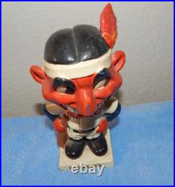 Vintage 1960's CLEVELAND INDIANS Chief Wahoo 7 Bobblehead Nodder Square Base