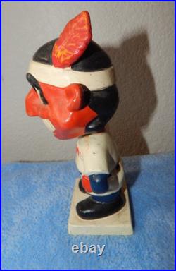 Vintage 1960's CLEVELAND INDIANS Chief Wahoo 7 Bobblehead Nodder Square Base