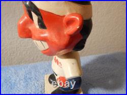 Vintage 1960's CLEVELAND INDIANS Chief Wahoo 7 Bobblehead Nodder Square Base