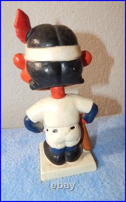 Vintage 1960's CLEVELAND INDIANS Chief Wahoo 7 Bobblehead Nodder Square Base