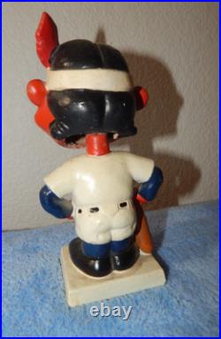 Vintage 1960's CLEVELAND INDIANS Chief Wahoo 7 Bobblehead Nodder Square Base