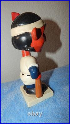 Vintage 1960's CLEVELAND INDIANS Chief Wahoo 7 Bobblehead Nodder Square Base