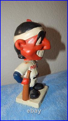 Vintage 1960's CLEVELAND INDIANS Chief Wahoo 7 Bobblehead Nodder Square Base