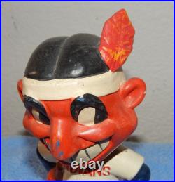 Vintage 1960's CLEVELAND INDIANS Chief Wahoo 7 Bobblehead Nodder Square Base