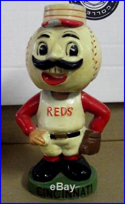 Vintage 1960's Cincinnati Reds Mr. Red Nodder Bobble Head Green Base Rare Dated