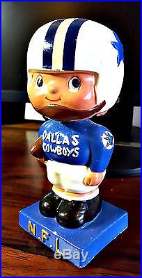 Vintage 1960's Dallas Cowboys NFL Square Base Bobble Head Nodder Japan Rare