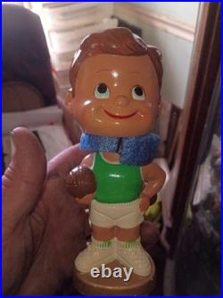 Vintage 1960's Gold Base Green Basketball Bobblehead