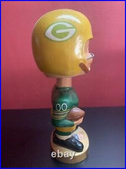 Vintage 1960's Green Bay Packers Bobblehead NFL Gold Round Base Nodder