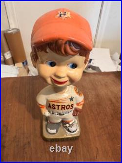 Vintage 1960's Houston Astros Orange Cap Bobblehead Nodder with damage