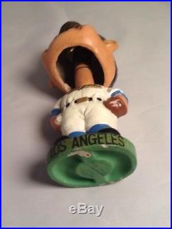 Vintage 1960's Los Angeles Dodgers Baseball Player Bobble Head Nodder Green Base