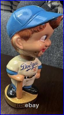 Vintage 1960's Los Angeles Dodgers Bobblehead Nodder #32 Gold Base Koufax MLB