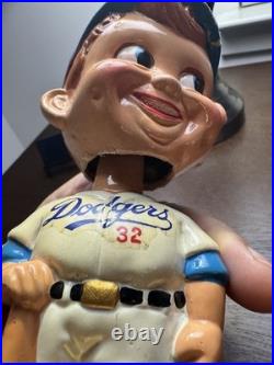Vintage 1960's Los Angeles Dodgers Bobblehead Nodder #32 Gold Base Koufax MLB