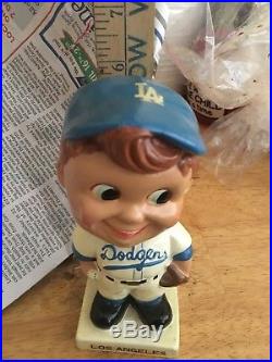 Vintage 1960's Los Angeles Dodgers Bobblehead Nodder -All Original White Base