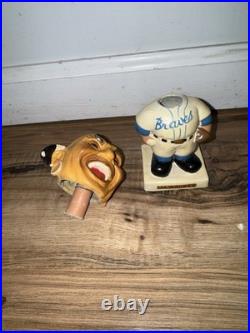 Vintage 1960's Milwaukee Braves White Base Bobblehead Nodder Baseball